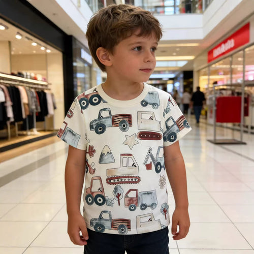 Kinder T-Shirt mit buntem Baustellenmotiv Drune