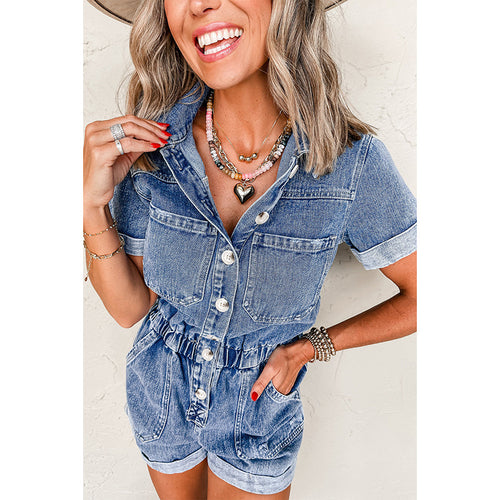 Damen Denim-Jumpsuit mit taillierter Passform und funktionalen Taschen Drune