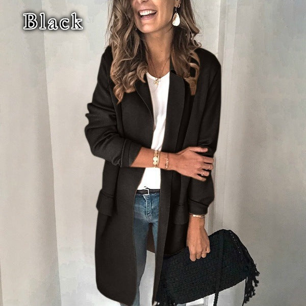 Damen eleganter Trenchcoat mit praktischen Taschen und lockerem Schnitt Drune