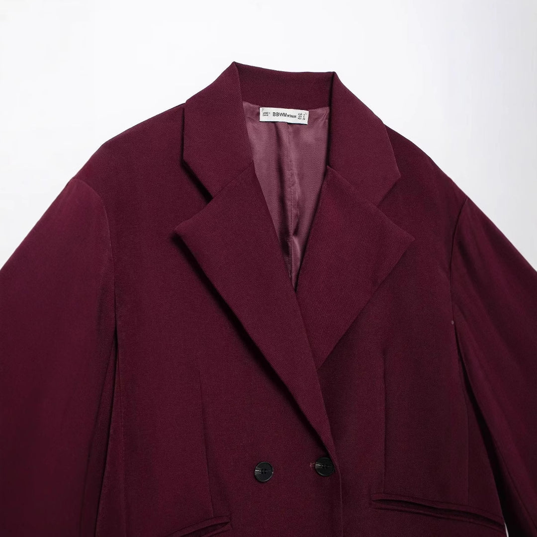 Damen elegante Doppelreiher Blazerjacke Drune