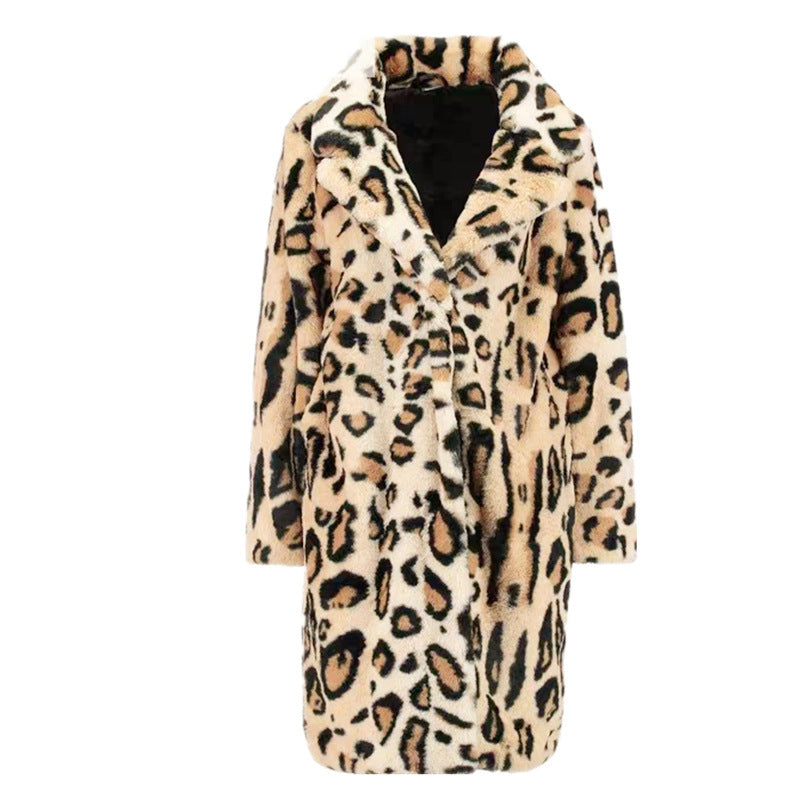 Damen Eleganter Oversized Tierfellmantel Drune