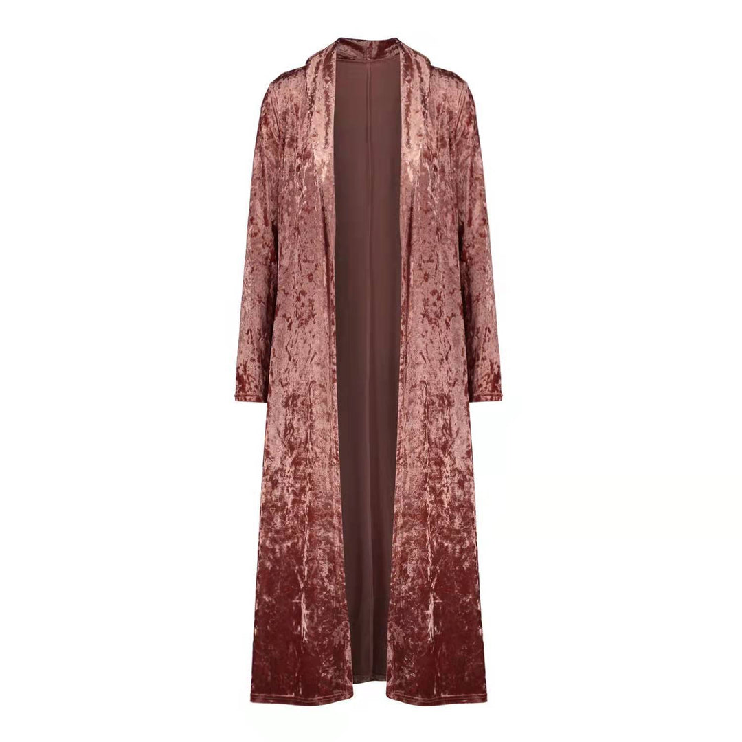 Damen eleganter Samt-Cardigan mit offenen Front und lässigem Schnitt Drune