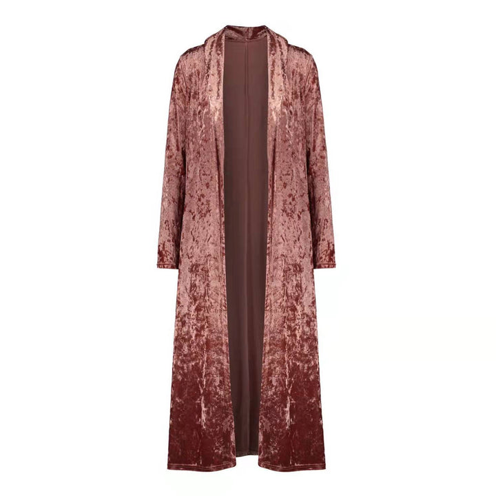 Damen eleganter Samt-Cardigan mit offenen Front und lässigem Schnitt Drune