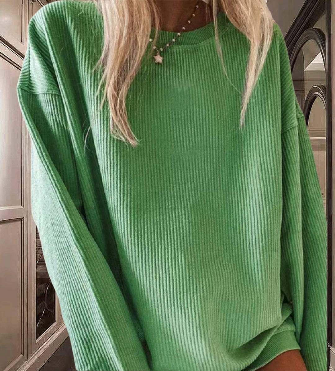 Damen Lässiger Rippstrick-Pullover mit weitem Schnitt Drune