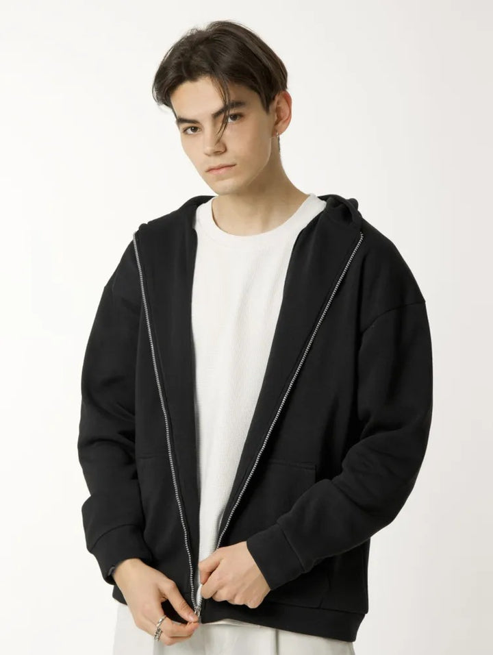 Herren nan minimalistischer Zip-Hoodie mit cleanem Oversize-Schnitt und weichem French-Terry-Futter Drune
