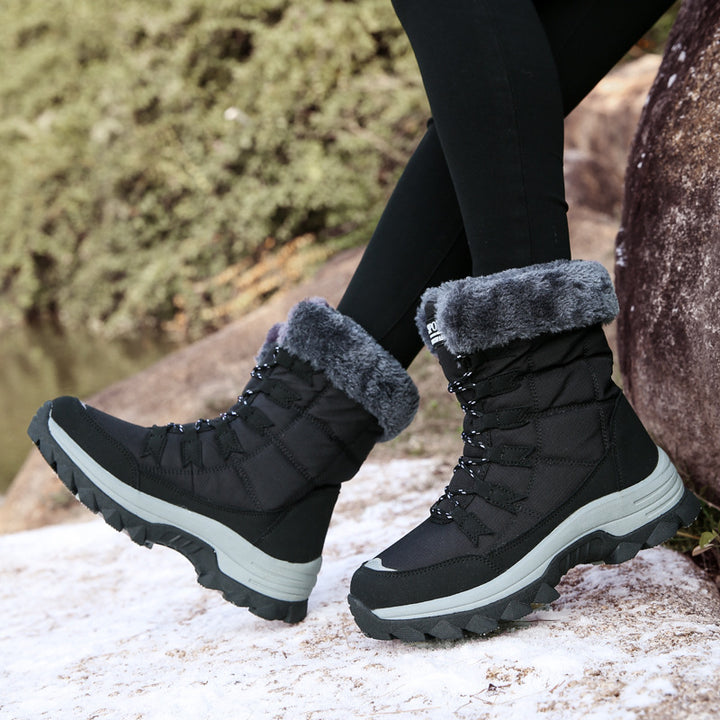 Damen Winterstiefel mit kuscheligem Kunstfellkragen und rutschfester Sohle Drune
