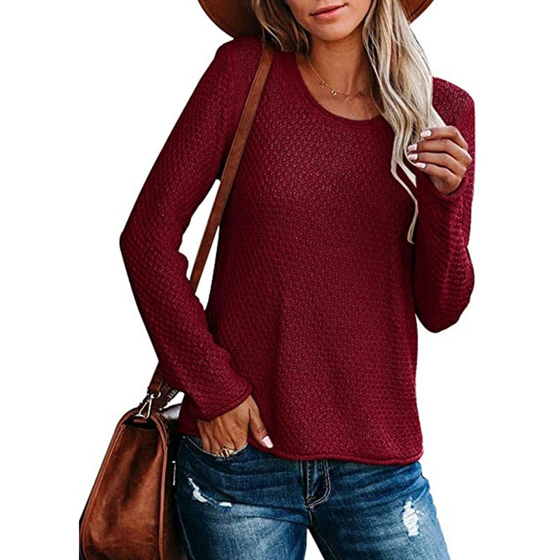 Damen lässiger Strickpullover mit strukturierter Maschenoptik Drune