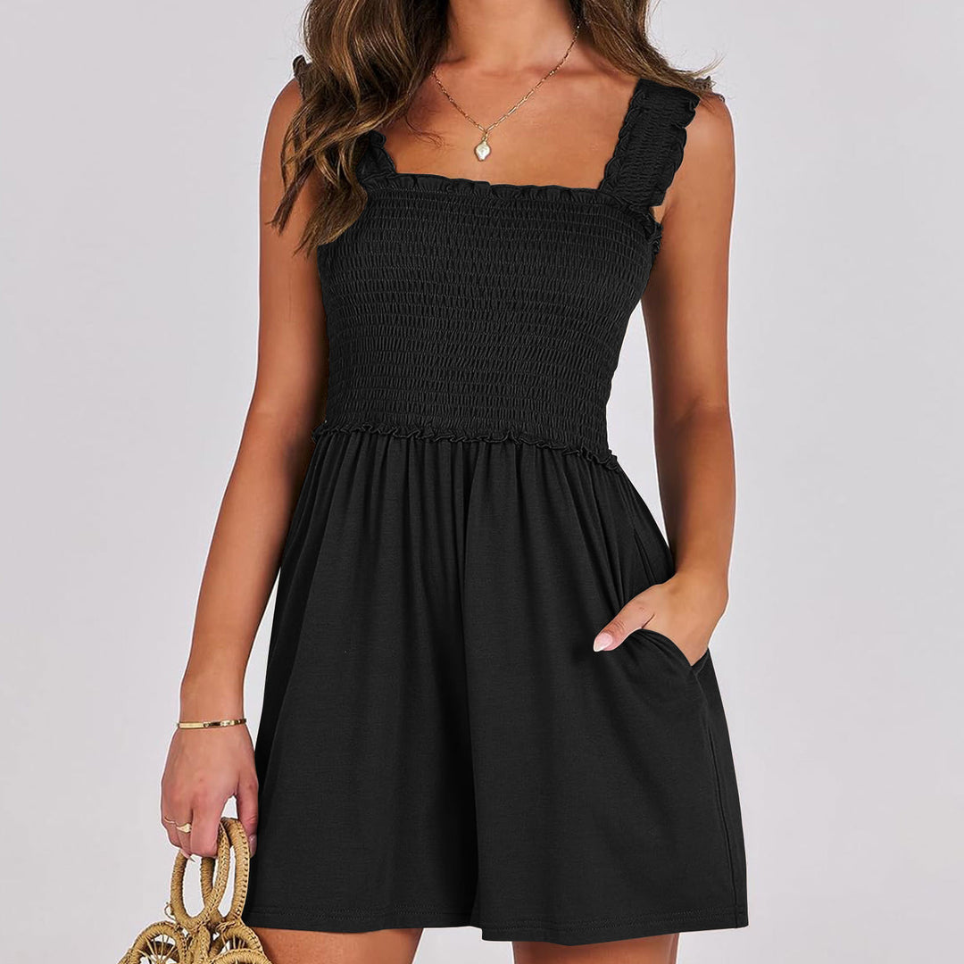 Damen Sommerliches Jumpsuit mit Rüschendetails und praktischen Taschen Drune