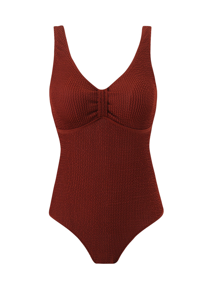Damen Einteiler Badeanzug mit strukturierter Textur und figurschmeichelndem Design Drune