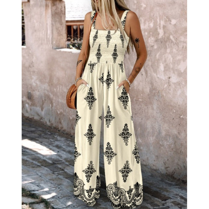 Damen Rüschenoberteil Weites Bein Jumpsuit Drune