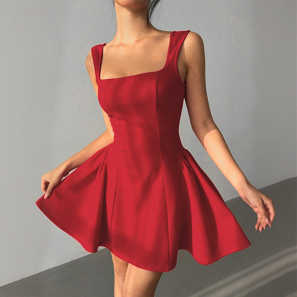 Damen Kleid mit tailliertem Schnitt und elegantem Quadrat-Ausschnitt Drune