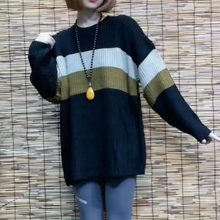 Damen Lässiger Strickpullover im modernen Blockdesign mit extra weitem Schnitt Drune