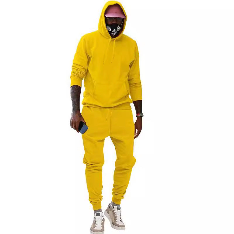Herren nan lässiges Hoodie- und Jogging-Set aus French Terry mit Kängurutasche, gerippten Bündchen und elastischem Tunnelzugbund Drune