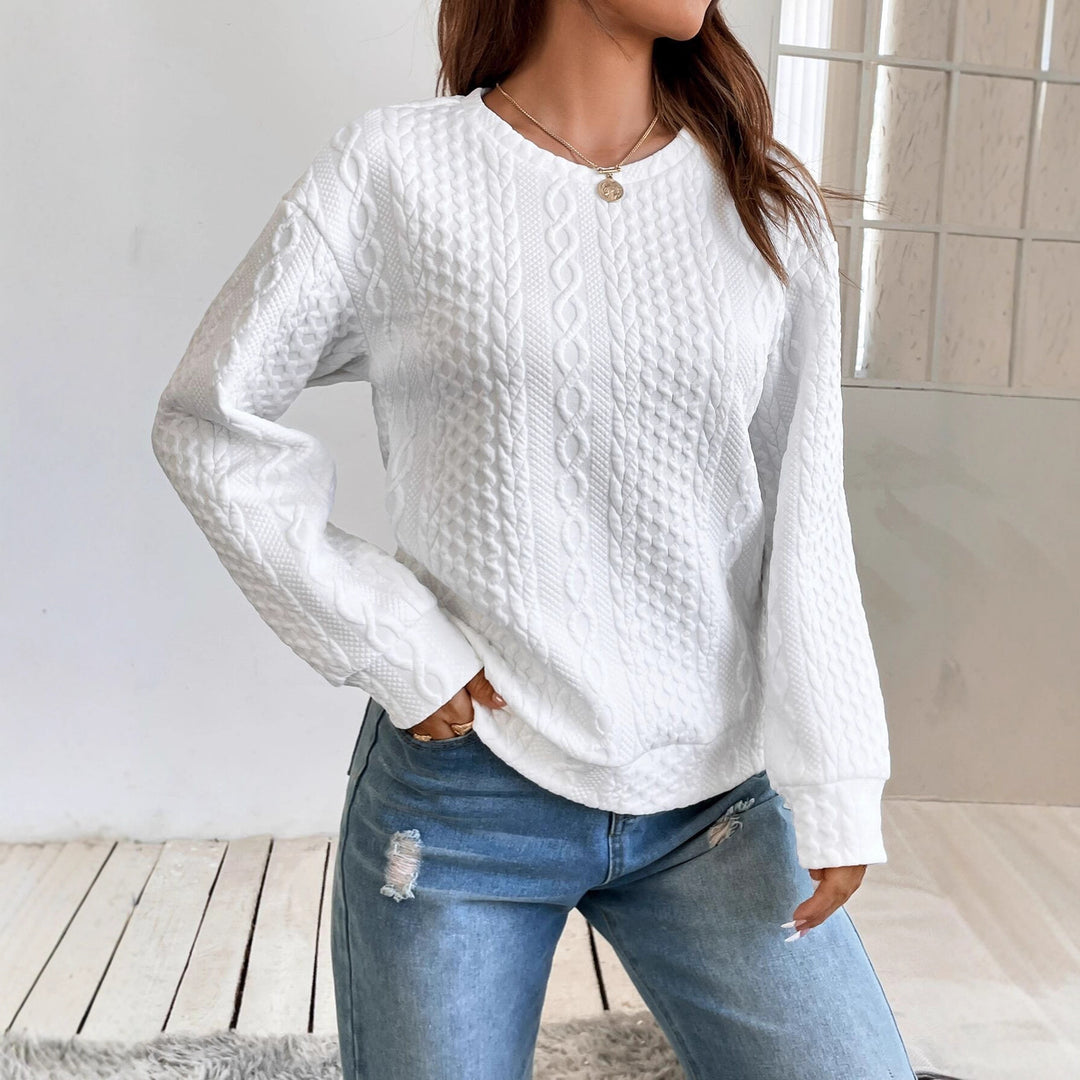 Damen Strickpullover mit strukturierter Oberflächentextur und elegantem Rundhalsausschnitt Drune