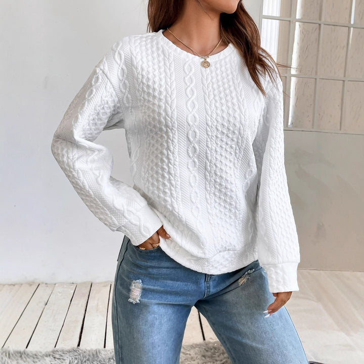 Damen Strickpullover mit strukturierter Oberflächentextur und elegantem Rundhalsausschnitt Drune