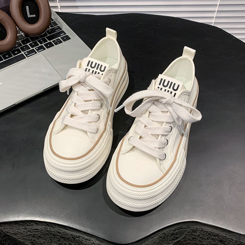 Damen Canvas Sneakers mit kontrastierenden Details und bequemen Schnürsenkeln Drune