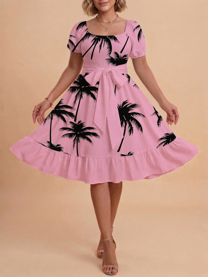 Damen Kleid mit tailliertem Schnitt und verspieltem Blumenmuster Drune