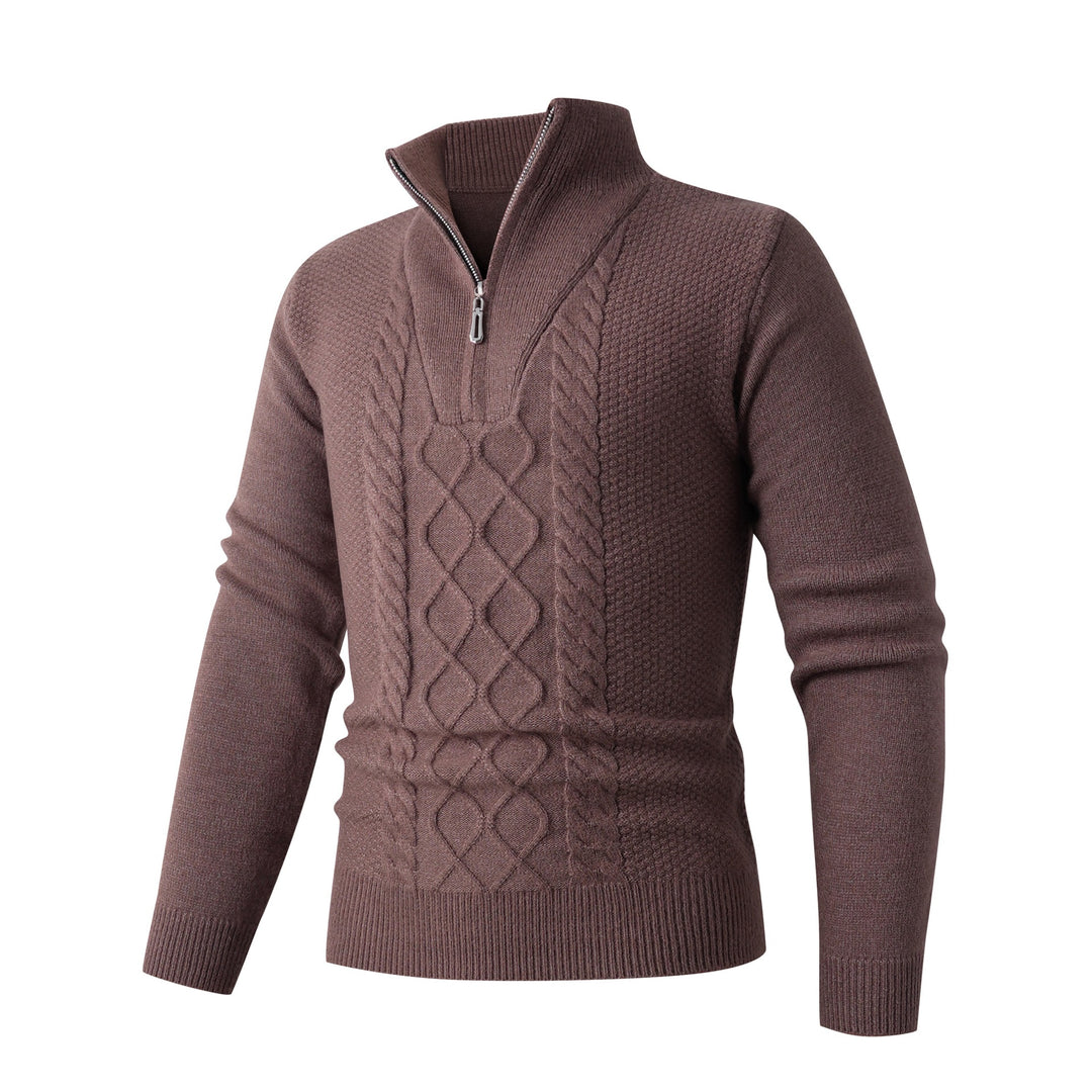 Herren Eleganter Strickpullover mit hohem Kragen und Reißverschluss Drune