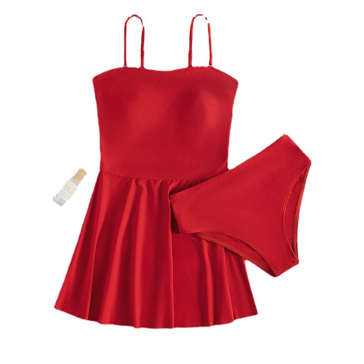 Damen Sommerlicher Badeanzug mit schwingendem Rock Drune