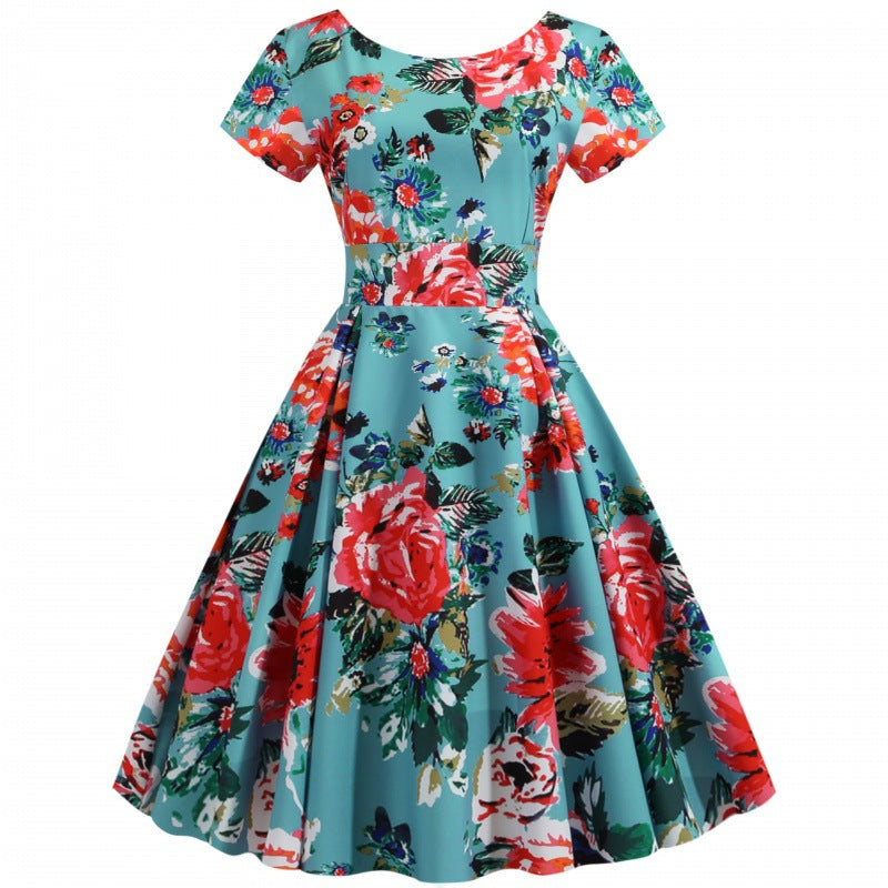 Damen Midi-Blumenkleid mit weichem Stoff und schwingendem Rock Drune