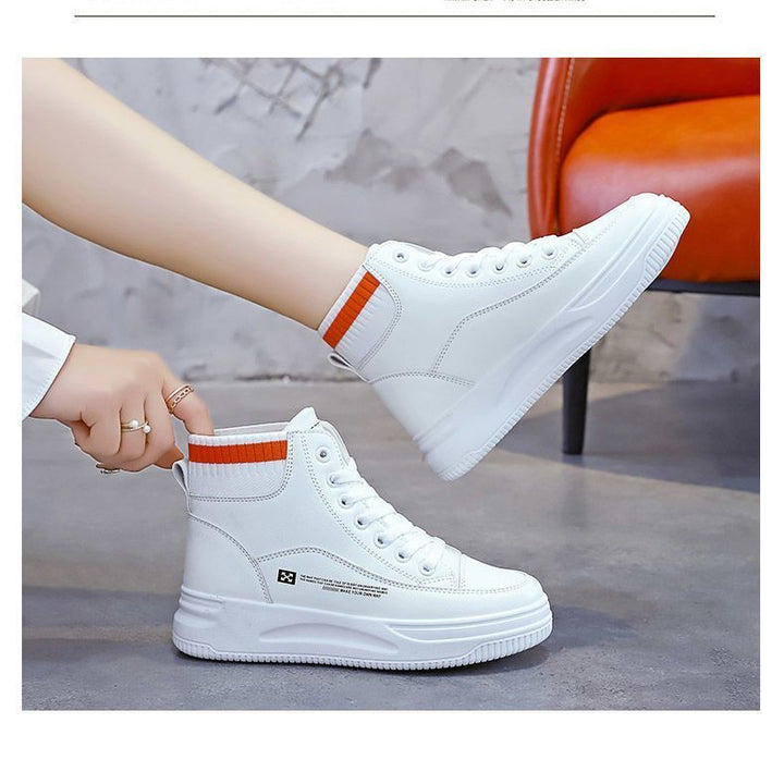 Damen Hohe Sneakers mit rutschfester Profilsohle und modischem Strickkragen Drune