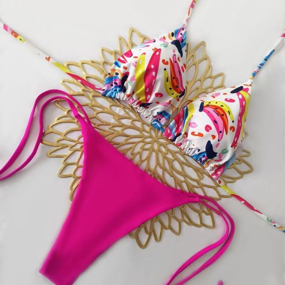 Damen Triangel-Bikini mit floralem Detail Drune