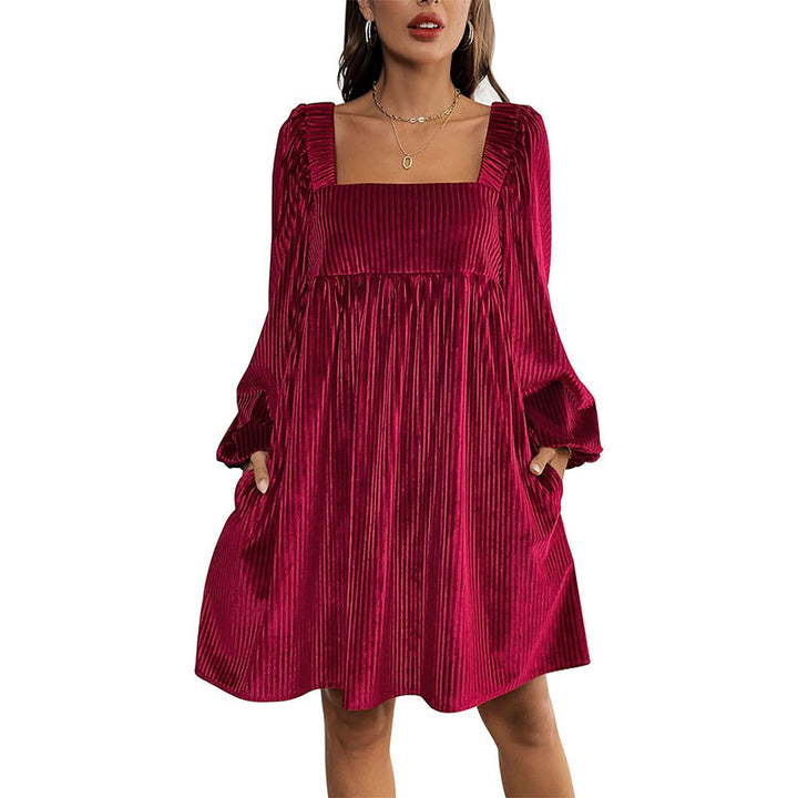Damen Oversized Kleid mit eleganter Rüschendetail und luxuriösem Cordstoff Drune