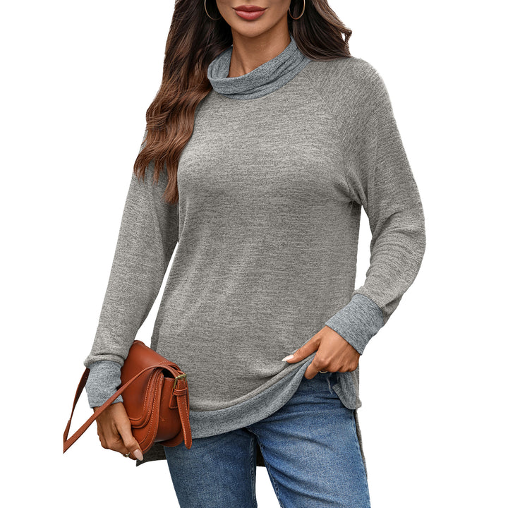 Damen lässiger Pullover mit stehendem Kragen und seitlichen Schlitzen Drune