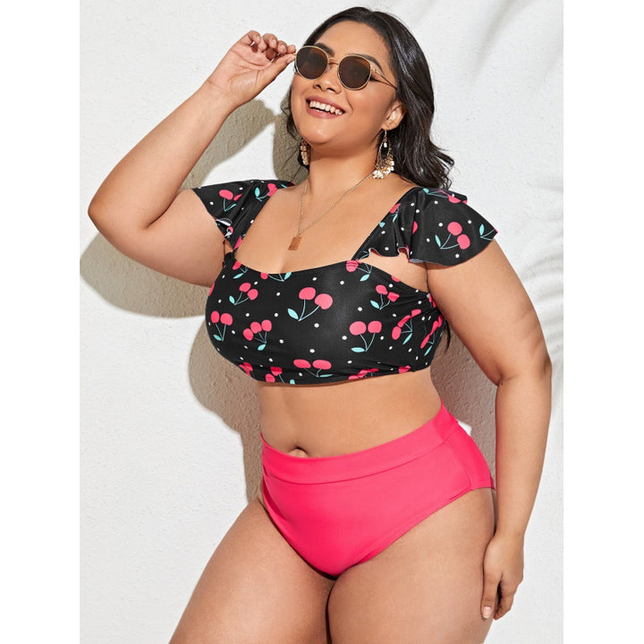Damen Bikini-Set mit Raffinierter Rüschendetail und Bequemem Hohem Bund Drune