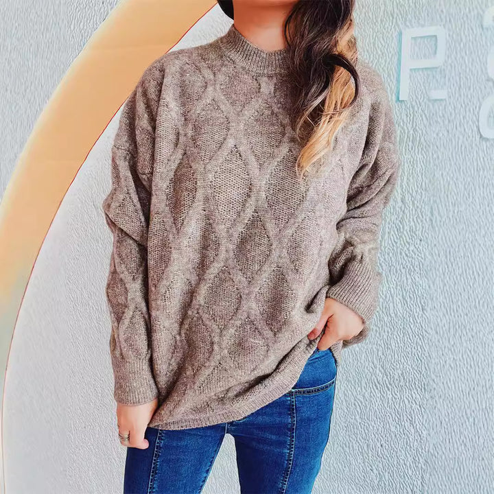 Damen Grobstrickpullover mit funkelndem Jacquard-Muster Drune