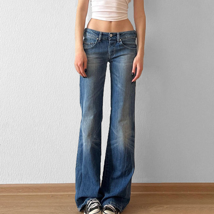 Damen Flared Jeans mit hohem Bund und distressed Design Drune