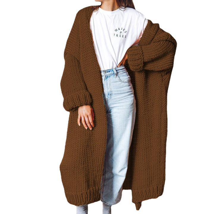 Damen Grobstrickmantel mit offenen Fronten und tiefen Taschen Drune
