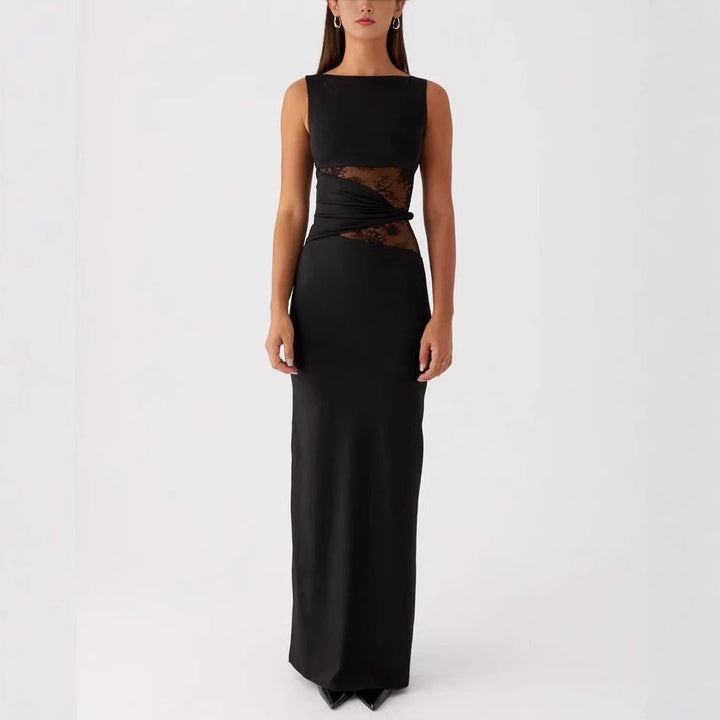 Damen Elegantes Maxikleid mit transparenter Spitze und figurbetontem Schnitt Drune