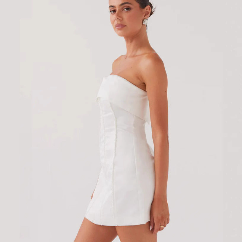 Damen Cocktailkleid mit schulterfreiem Design und elegantem Taillierungsdetail Drune