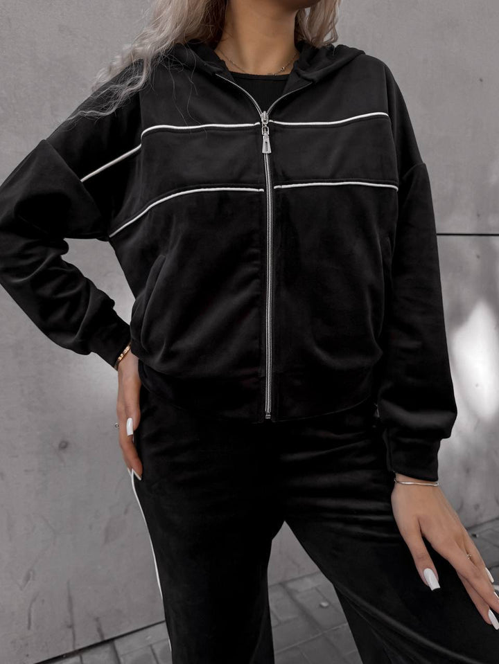 Damen Sportliches Fleece-Set mit Reißverschluss und Kapuze Drune