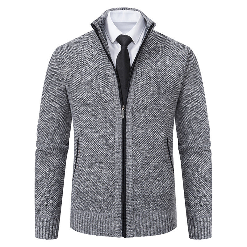 Herren elegante Strickjacke mit durchgehendem Reißverschluss und strukturiertem Design Drune