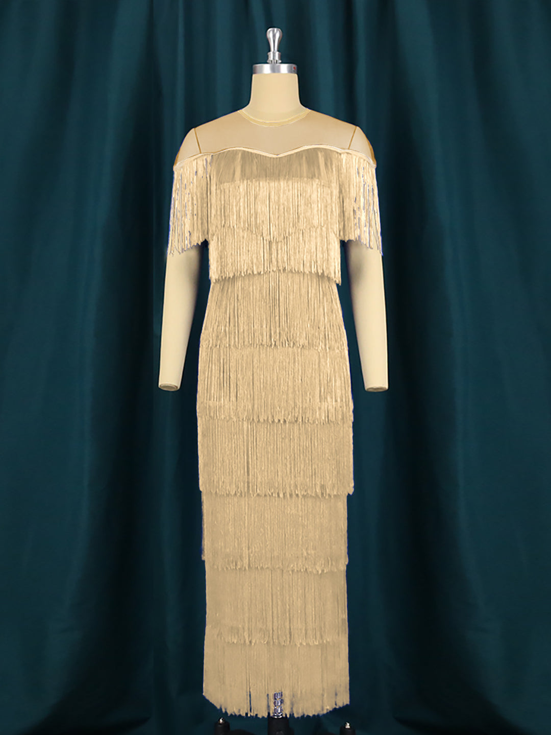 Damen elegantes Fransen Abendkleid Drune