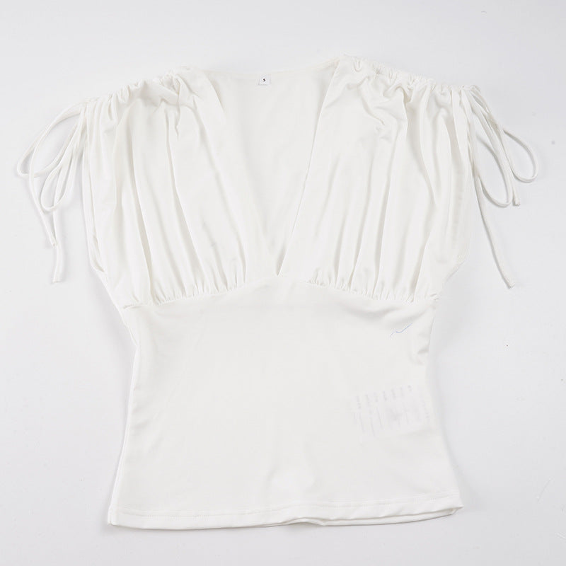 Damen elegantes Oberteil mit raffinierten Rüschendetails und verstellbaren Trägern Drune