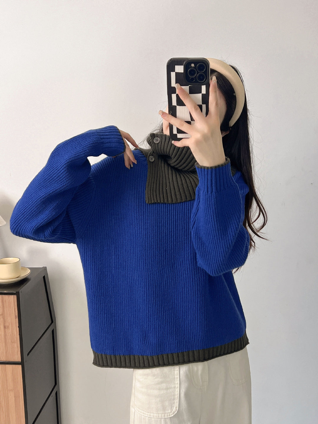 Damen Pullover mit modernem Rollkragen und strukturiertem Design Drune