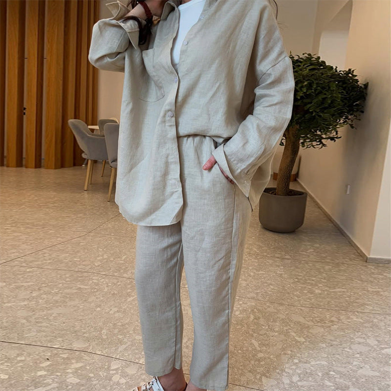 Damen leichte Leinenloungewear mit lockerer Passform Drune