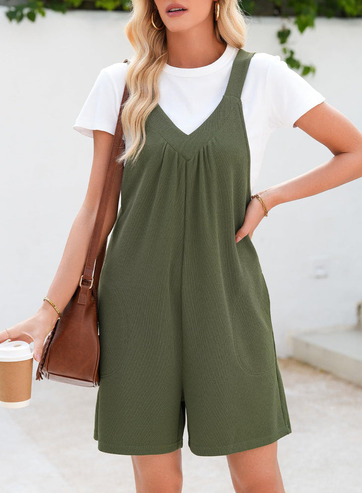 Damen komfortabler Kurzoverall mit raffiniertem V-Ausschnitt Drune