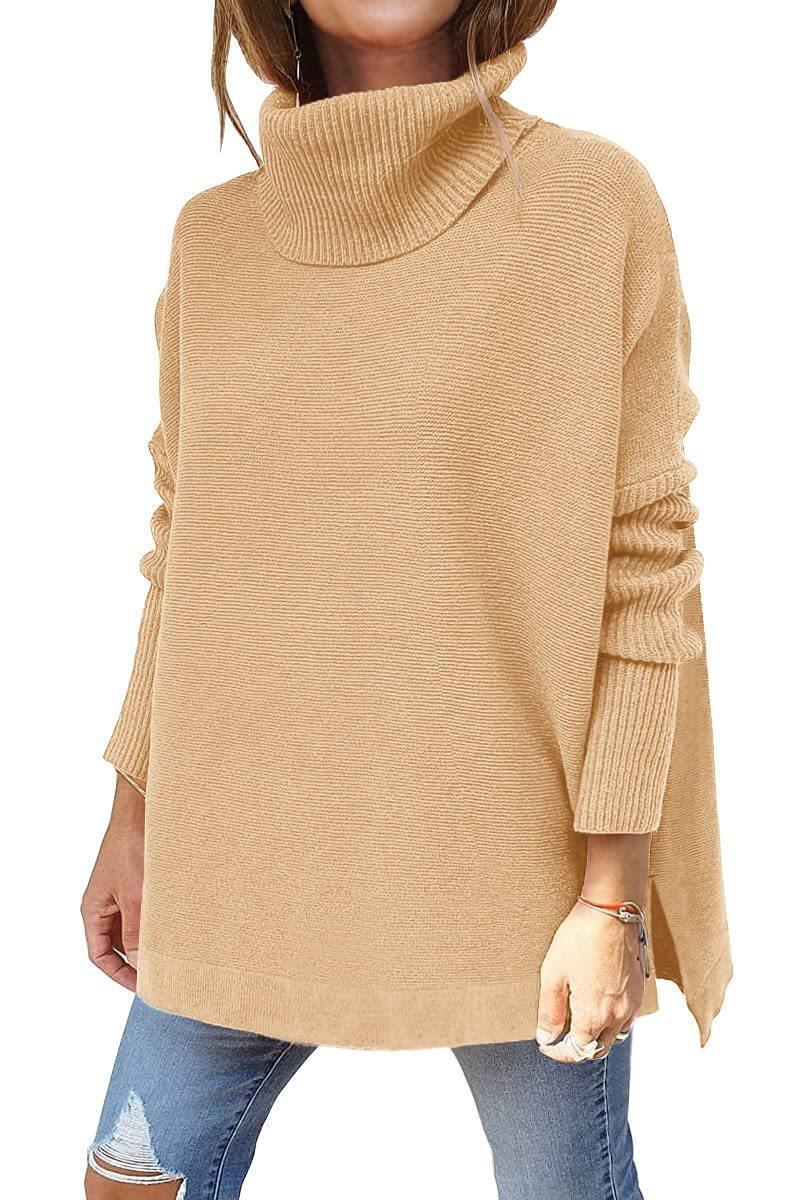 Damen gemütlicher Rollkragenpullover mit strukturiertem Design und weitem Schnitt Drune