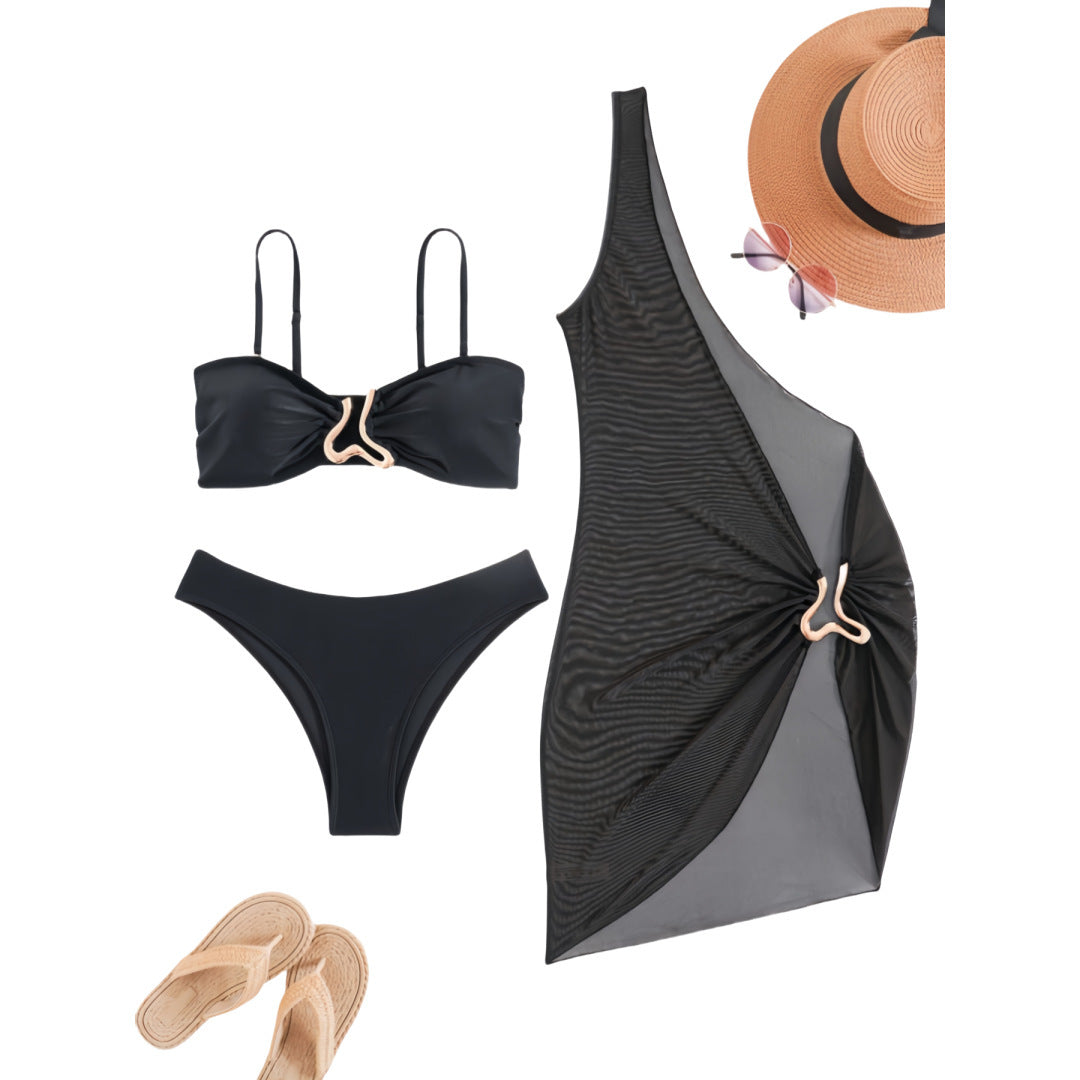 Damen Triangel-Bikini mit innovativem Wickelschnitt und passender Strandrobe Drune