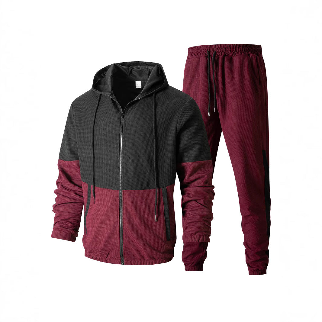 Herren sportliches Outdoor-Set mit atmungsaktiven Materialien und stylischem Farbblockdesign Drune