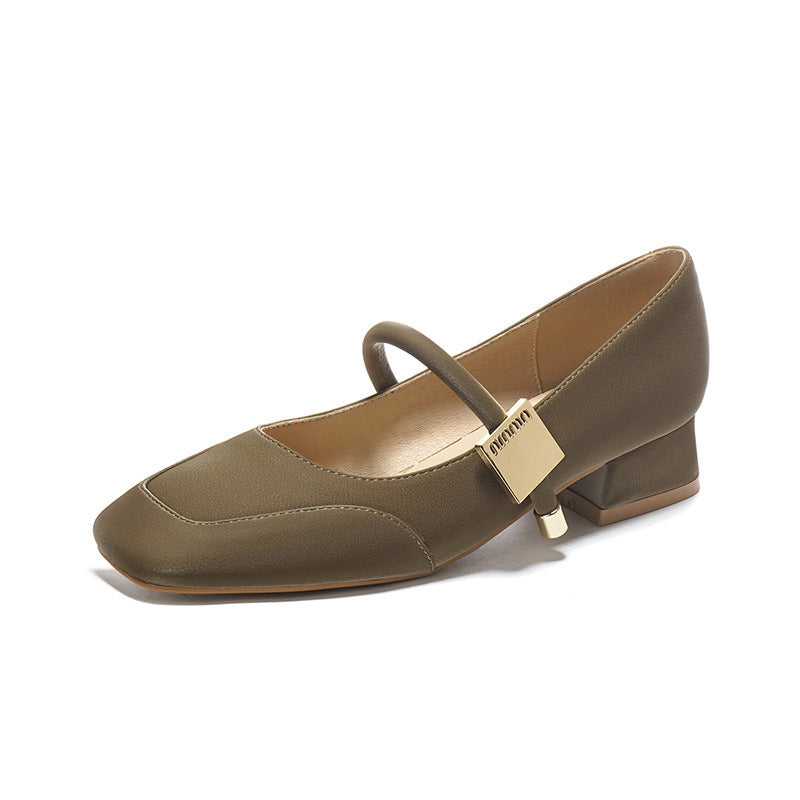 Dame Quadrat-Zehentrenner Mary Jane Pumps mit Blockabsatz Drune