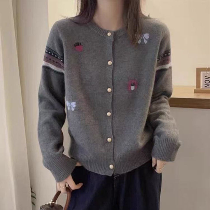Damen Strickjacke mit eleganten Applikationen und Knopfdetails Drune