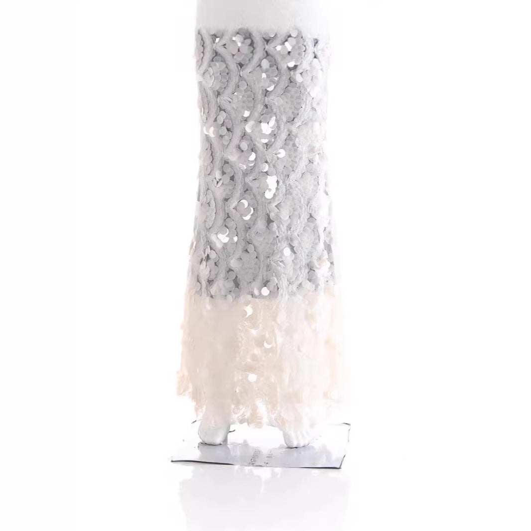 Damen Maxirock mit einzigartigem Volantdesign und transparenter Spitze Drune