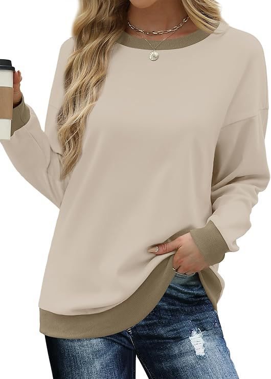 Damen Bequemer Pullover mit Kontrastbündchen Drune