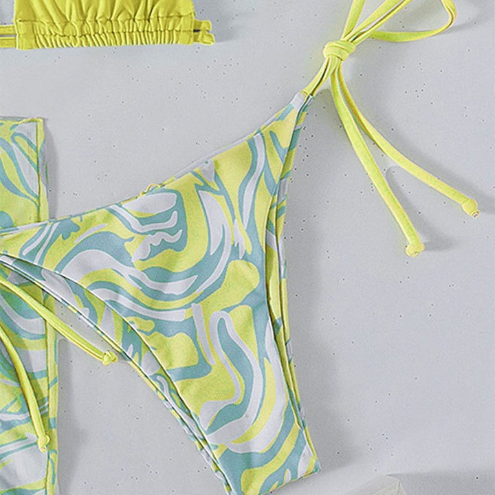 Damen Bikini mit verstellbaren Trägern und transparentem Wickelrock Drune