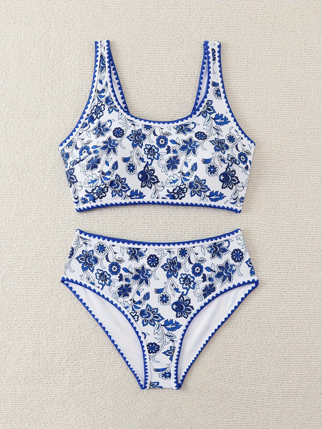 Damen Hochtailliertes Bikini-Set mit floralem Design Drune